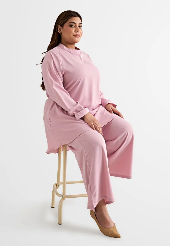 Hidaya Smooth High Neck Blouse - Pink