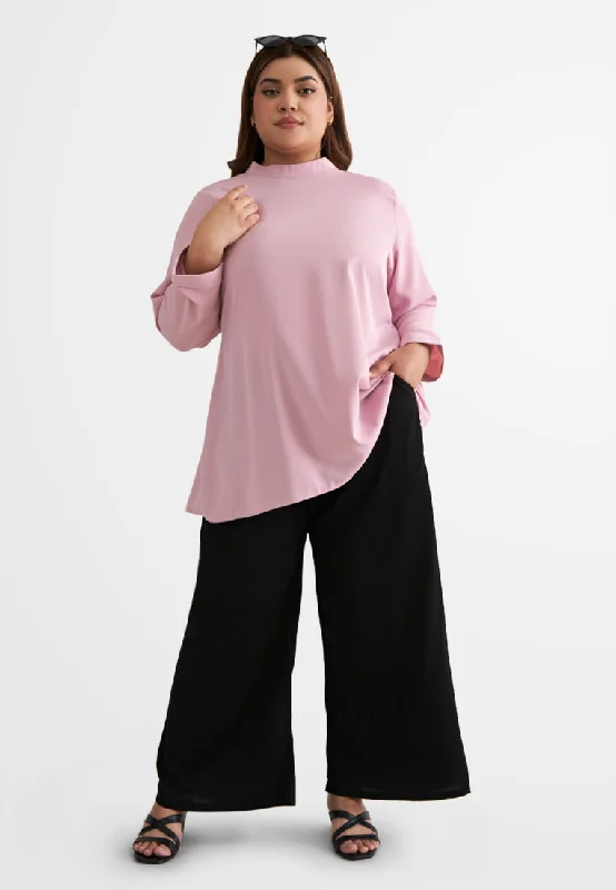 Hidaya Smooth High Neck Blouse - Pink