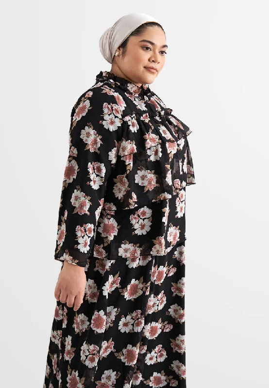 Lolita Floral Layered Chiffon Ruffle Top