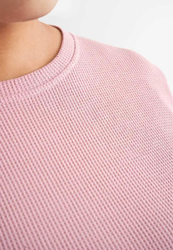 Wafah Long Sleeves Waffle Top - Pink