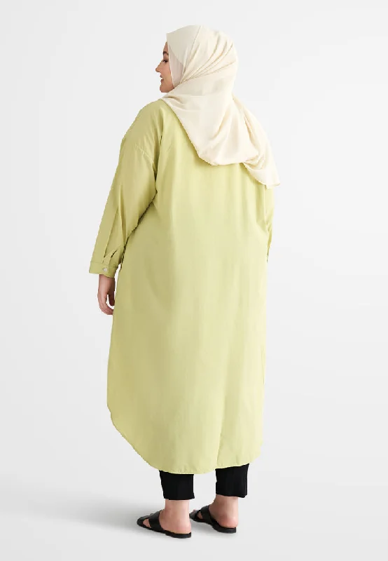 Linisha Minimalist Long Dress Shirt - Lime Green