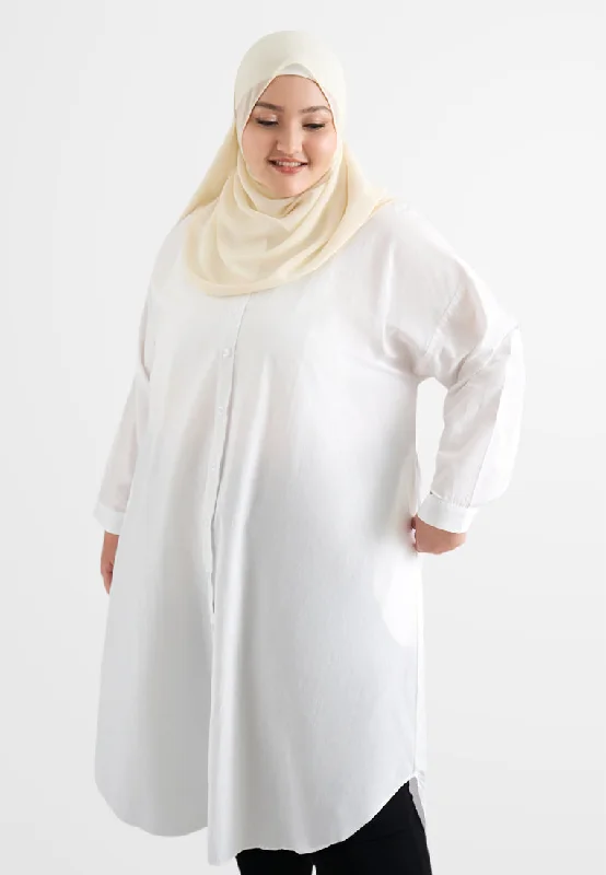 Linisha Minimalist Long Dress Shirt - White