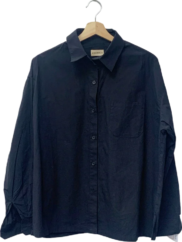 Adanola Black Organic Cotton Button-Up Shirt UK S