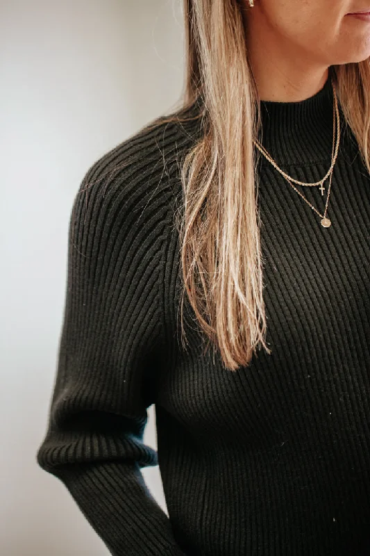 Ribbed Mock Neck Sweater