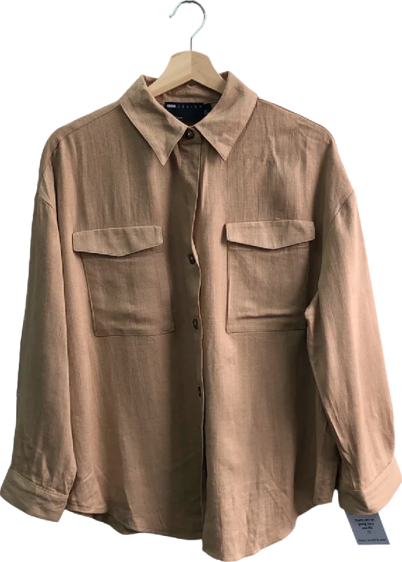 ASOS Design Beige Long Sleeve Shirt UK 10