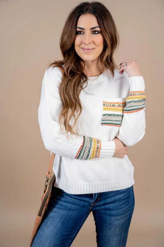 Aztec Stitched Pocket Sweater