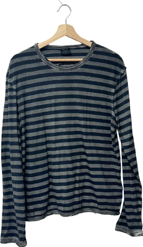 Urban Outfitters BDG Navy Blue Striped Long Sleeve T-Shirt UK M