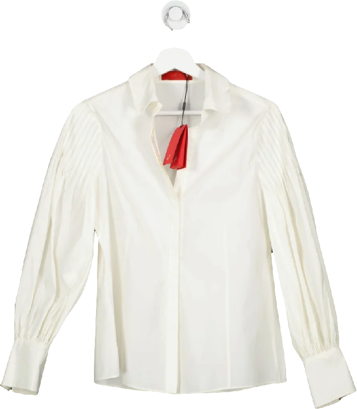 Carolina Herrera White Taffeta Fitted Shirt UK 6