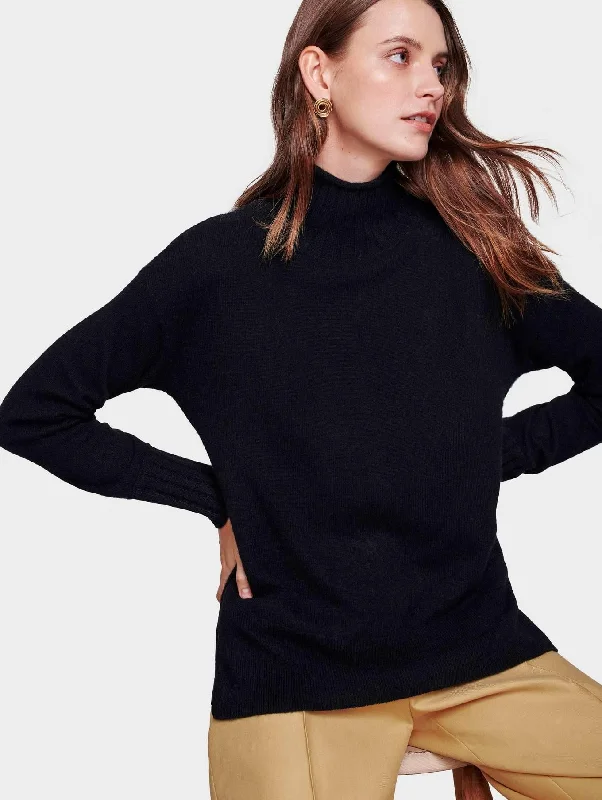 Cashmere Funnelneck Pullover (Black)