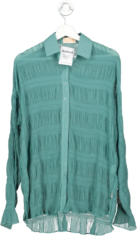 Club L Green Gathered Sheer Blouse UK 6