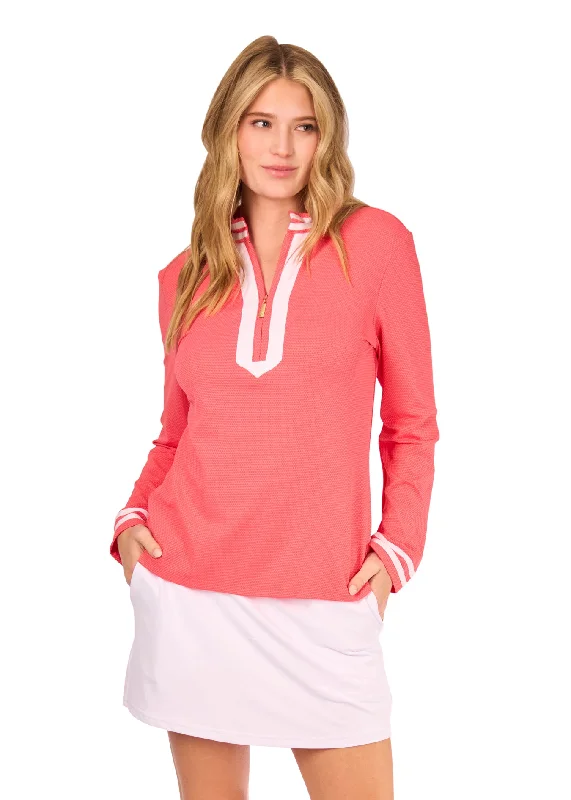 Coral Collared Quarter Zip