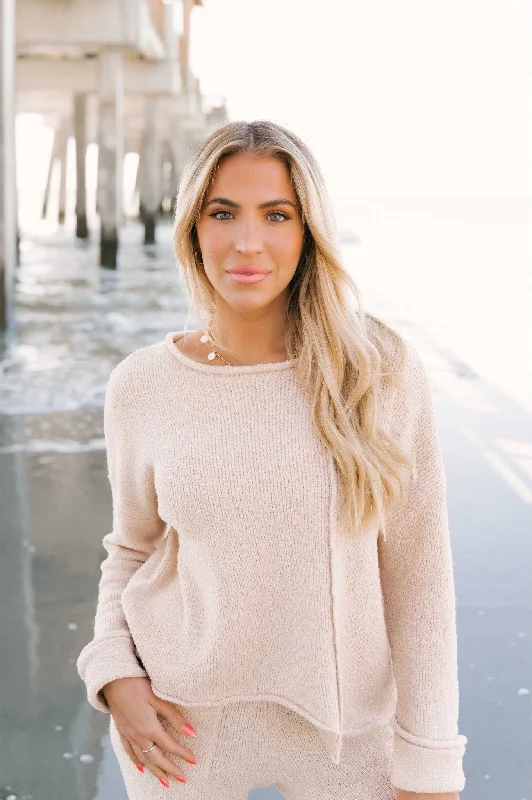 Cream Asymmetrical Hem Sweater - FINAL SALE