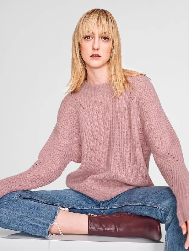 Directional Rib Crew Sweater (Ash Rose Heather)