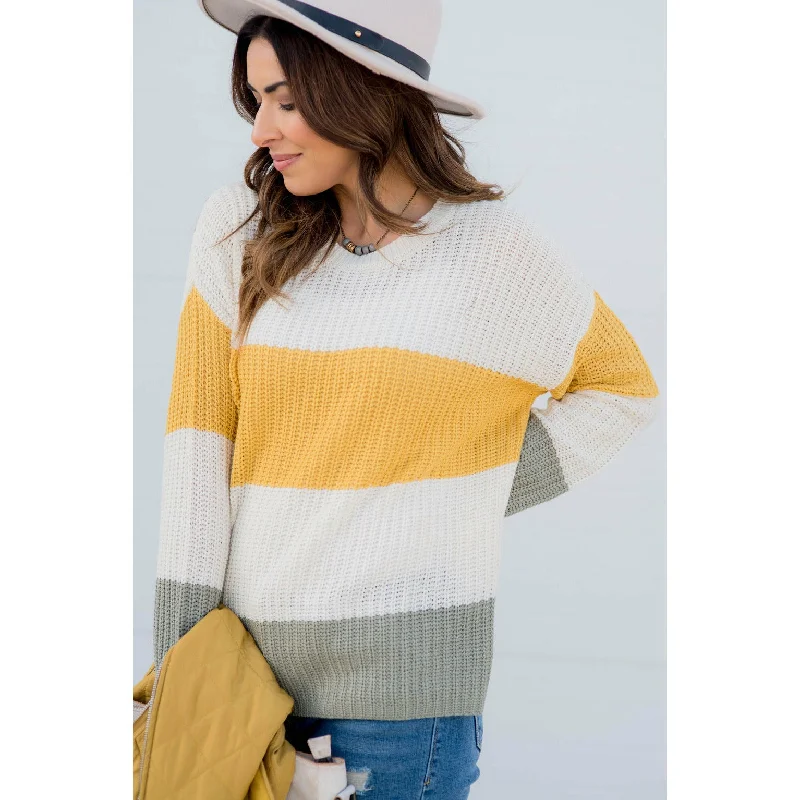 Large Bright Stripe Knit Sweater