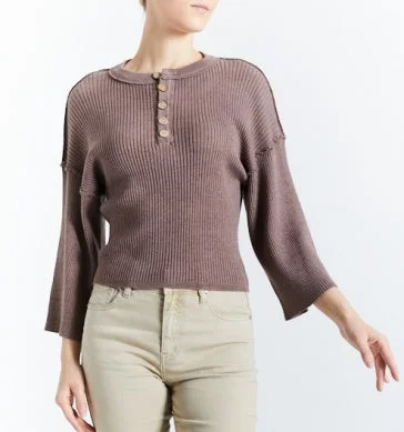 Drop Shoulder Ribbed Henley Top