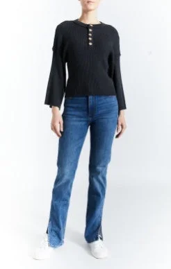 Drop Shoulder Ribbed Henley Top