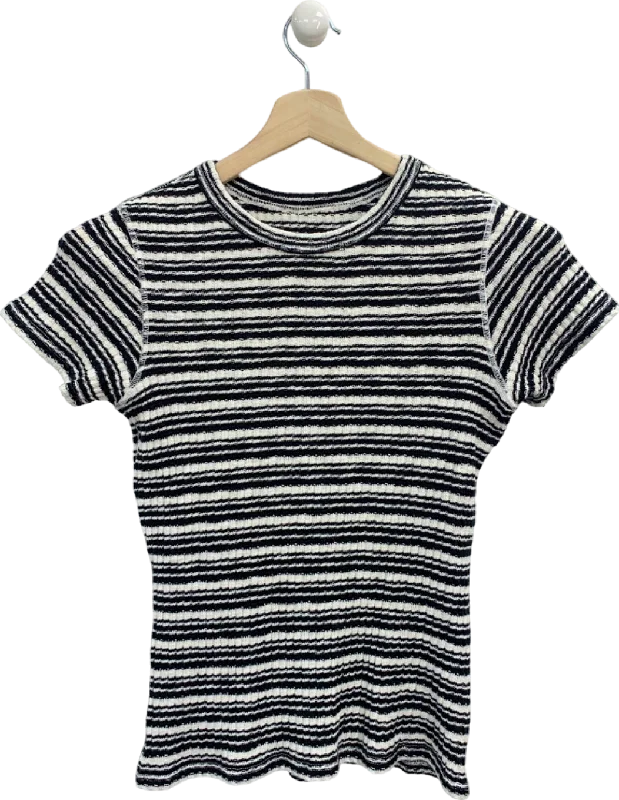 Everlane Black and White Striped Crew Neck T-shirt UK S