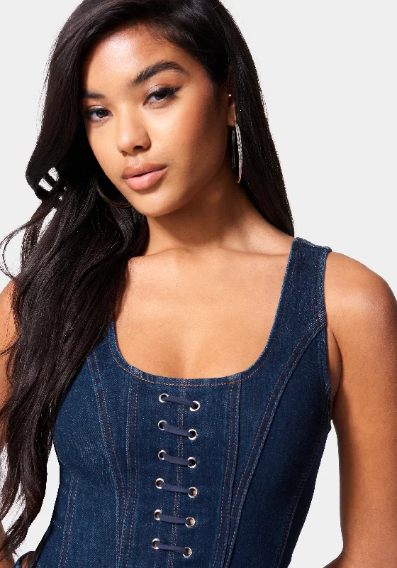 Eyelet Denim Bustier