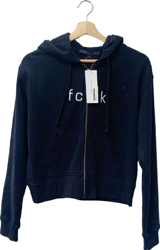 French Connection Black Hooded Zip Sweatshirt M