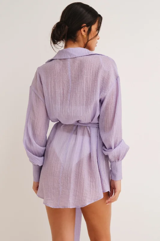 Gigi Belted shirt Dress Lilac