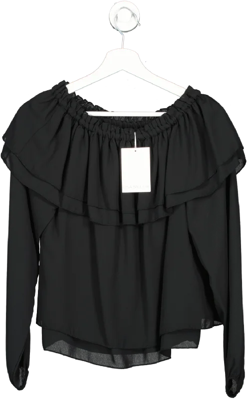 Gina Bacconi Black Ruffle Blouse UK S