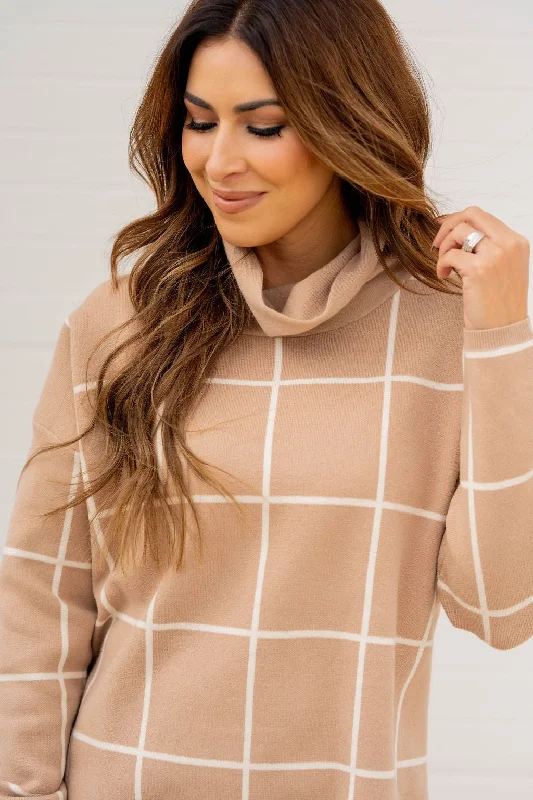 Grid Turtleneck Sweater