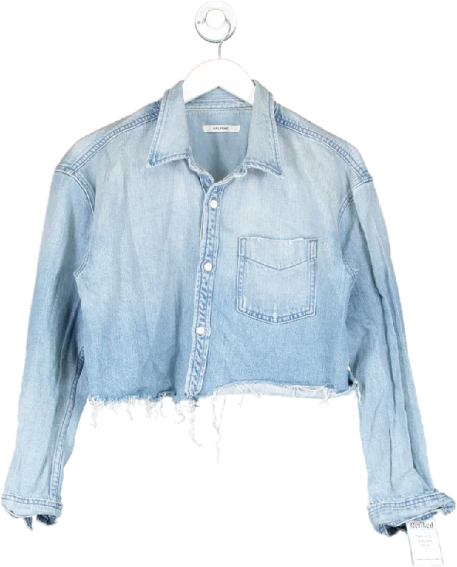 grlfrnd Blue Cut Off Denim Shirt UK S