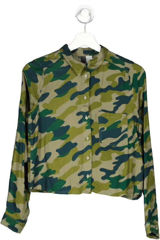 H&M Green Camo Print Shirt UK S