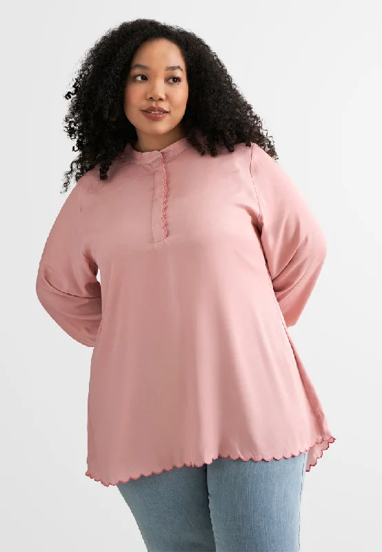 Shiloh Half Button Scallop Blouse