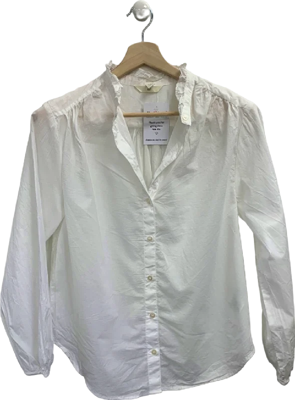 H&M White Ruffled Collar Long Sleeve Shirt UK S