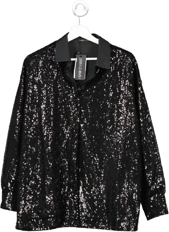 I saw it first Black Oversized Sequin Shirt UK 10