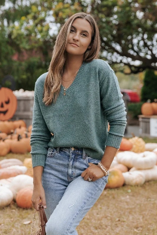 Jade V Neck Ribbed Sweater