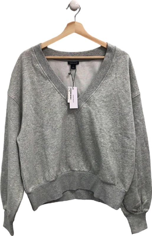 Karen Millen Grey Fleece Jersey V-Neck Sweatshirt UK S