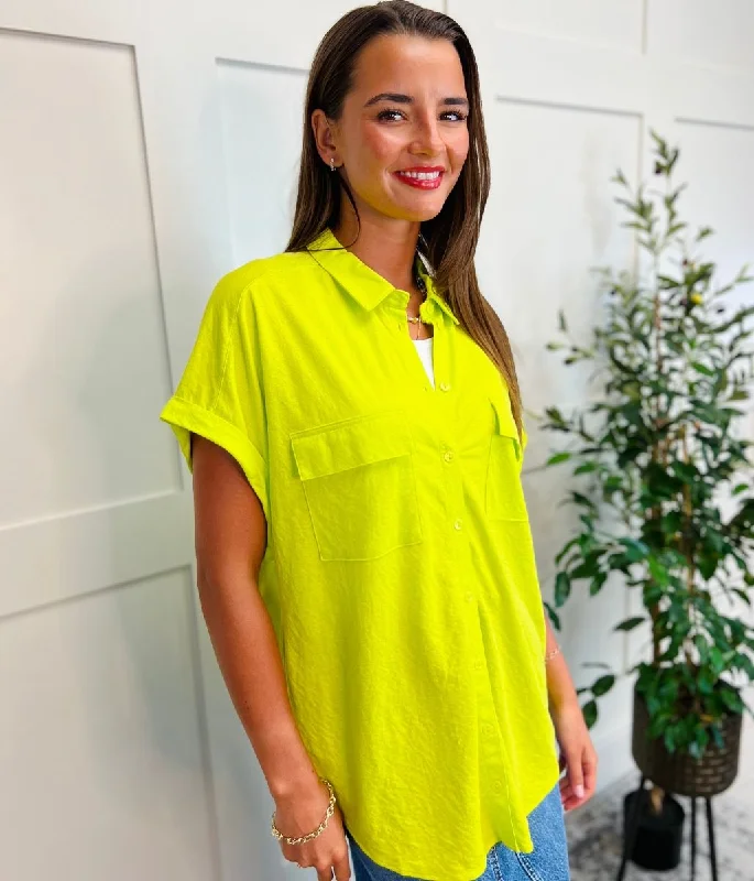 Lime Jersey Collared Shirt