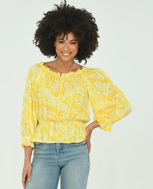 3/4 Sleeve Destin Peasant Print Blouse