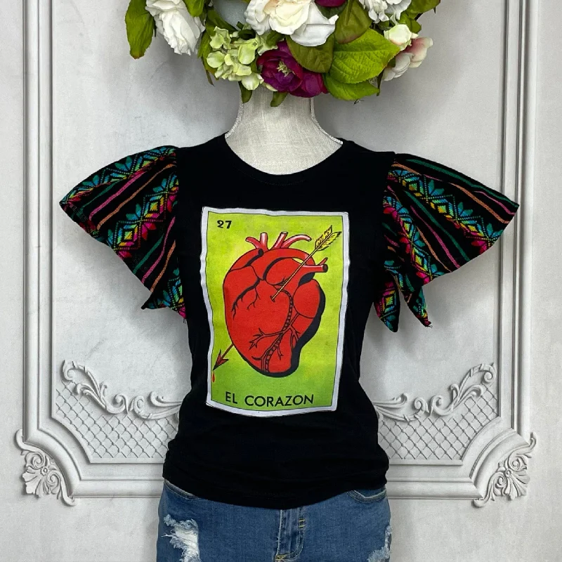 Loteria T-Shirt Cambaya Sleeve - EL CORAZON