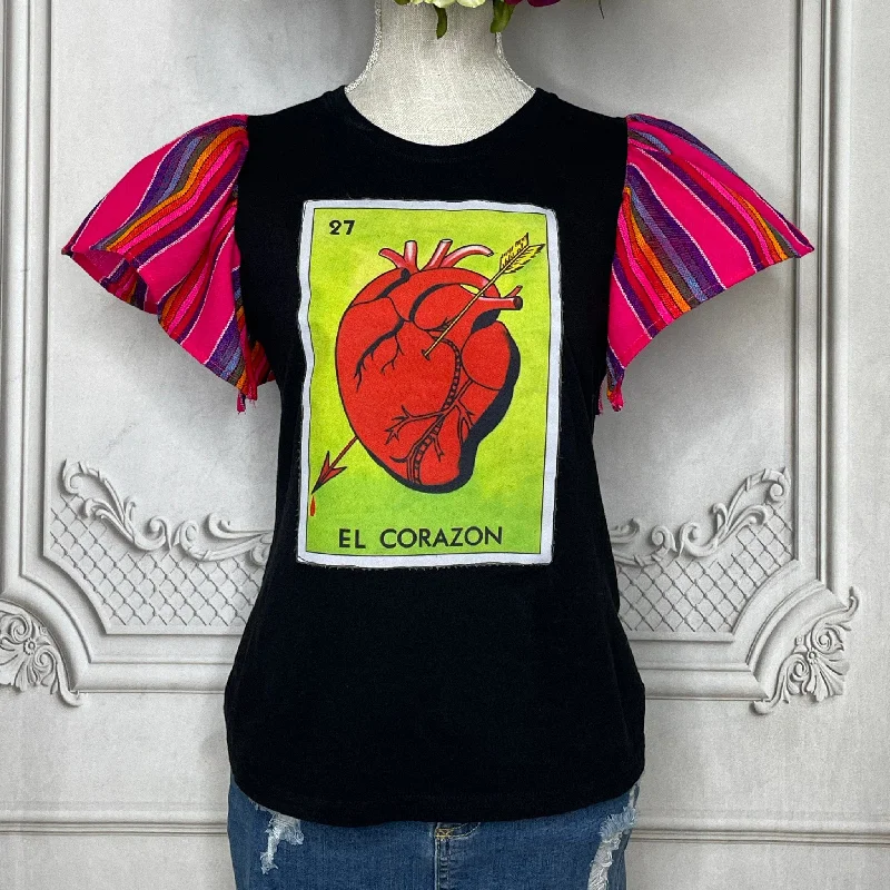 Loteria T-Shirt Cambaya Sleeve - EL CORAZON