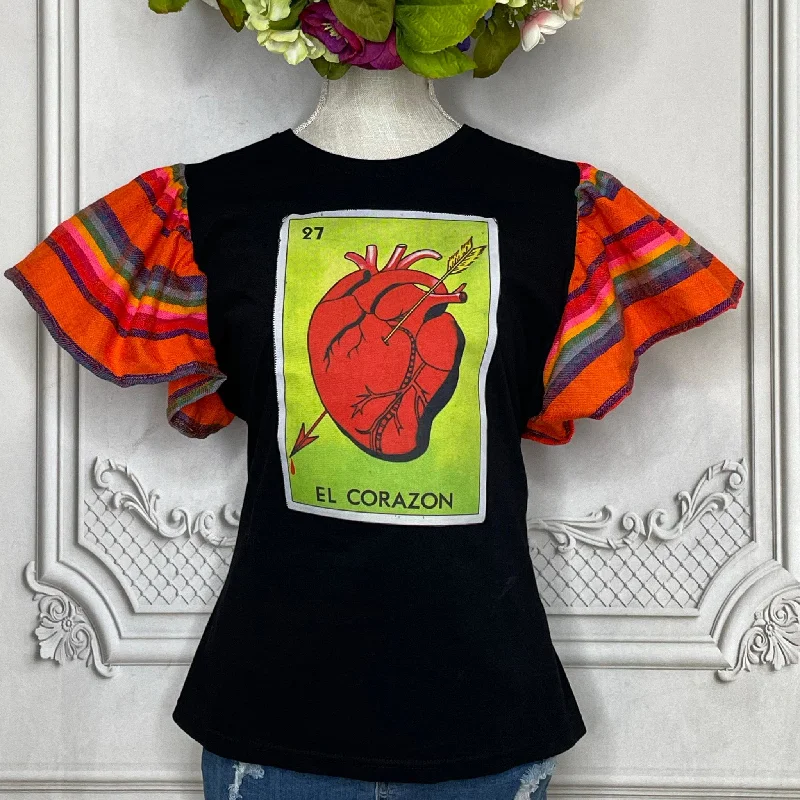 Loteria T-Shirt Cambaya Sleeve - EL CORAZON