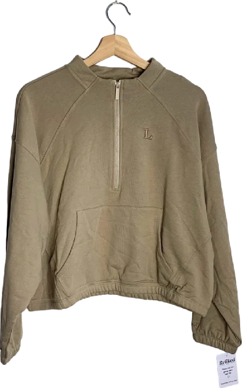 Lounge Apparel Khaki Quarter-Zip Sweatshirt S