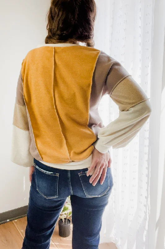 Raw Hem Colorblock Sweatshirt