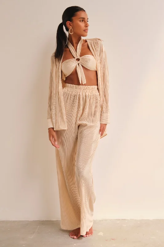 Marrakesh Pleated Oversized Shirt Cream