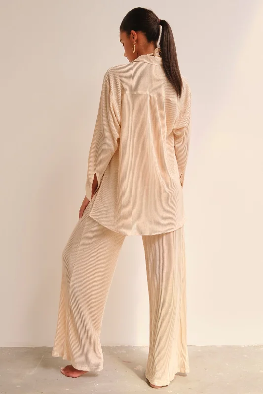 Marrakesh Pleated Oversized Shirt Cream