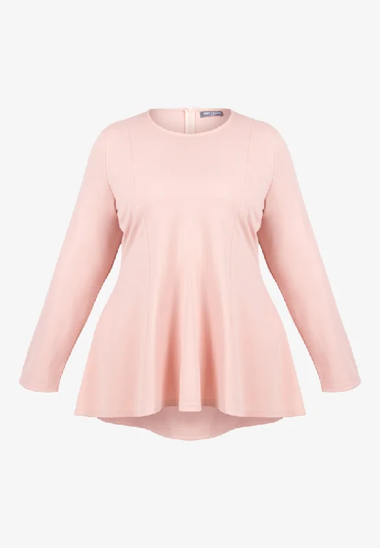 Ribah Demure Flared Top - Soft Pink