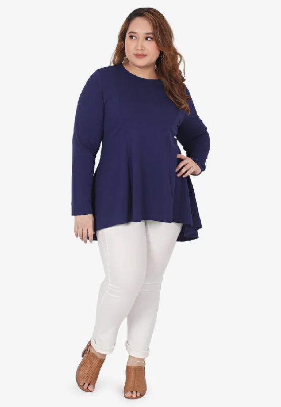 Ribah Demure Flared Top - Dark Blue