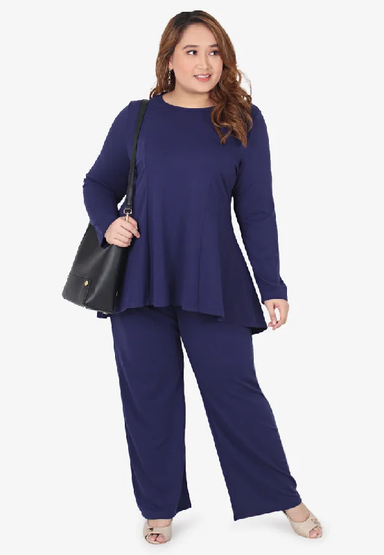 Ribah Demure Flared Top - Dark Blue