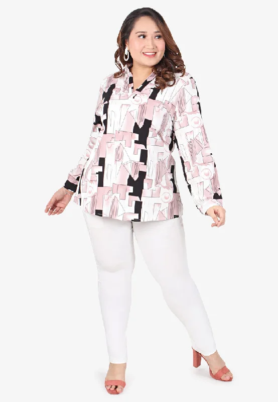 Sullivan Skipper Collar Printed Top - Pink