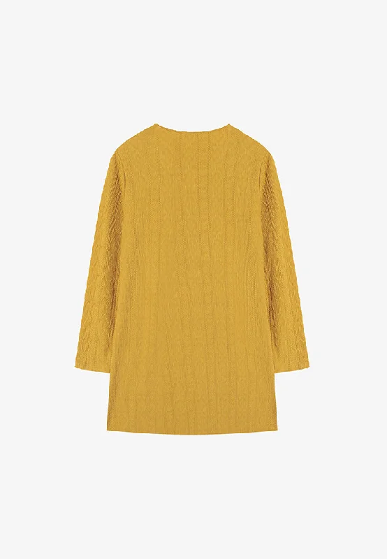 Kayla Knit Feel Textured Tunic Top - Mustard Yellow