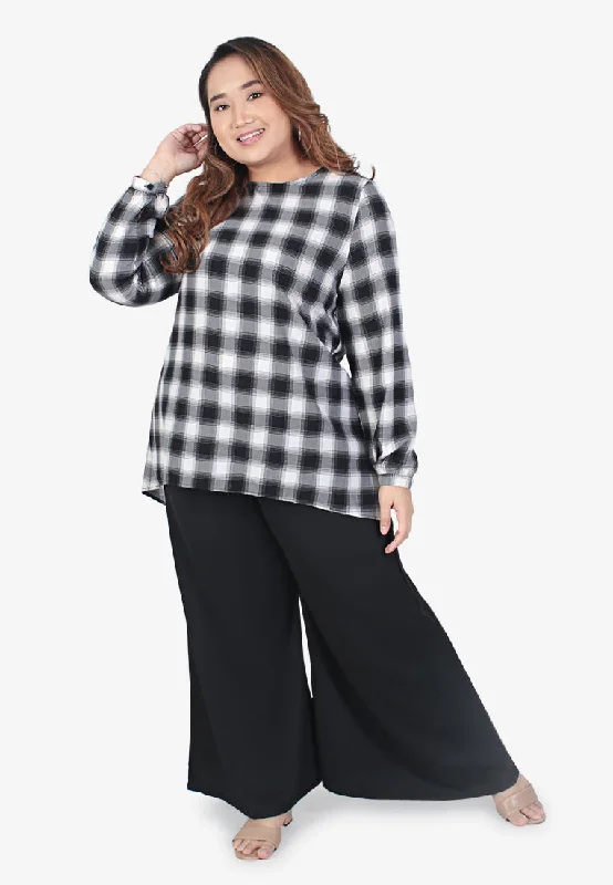 Crissie Demure Checkered Blouse - Black