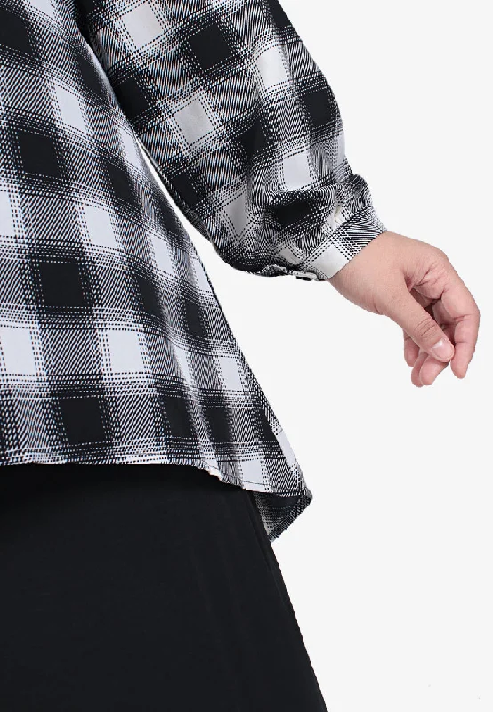 Crissie Demure Checkered Blouse - Black