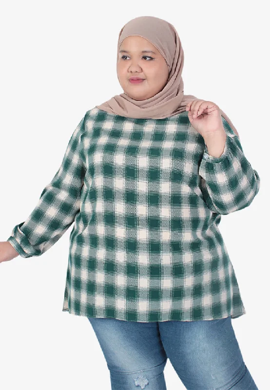 Crissie Demure Checkered Blouse - Green